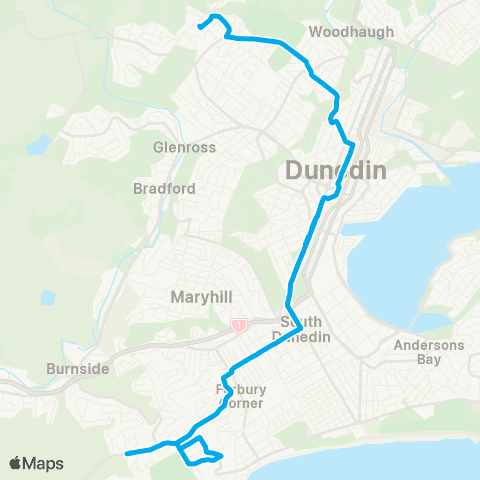 Orbus Dunedin St Clair Park to Helensburgh map