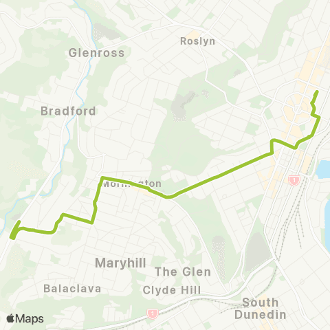 Orbus Dunedin Kenmure to City map