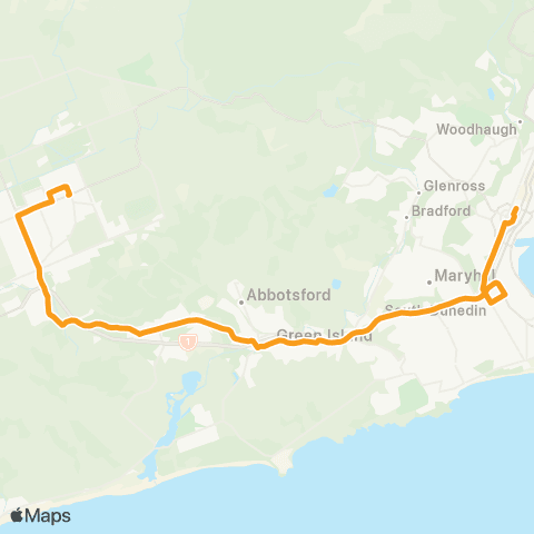 Orbus Dunedin Mosgiel to City map