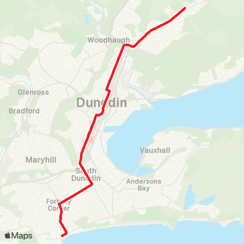 Orbus Dunedin St Clair to Normanby map