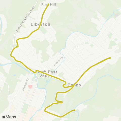 Orbus Dunedin Logan Pk HS to Pine Hill via Opoho map