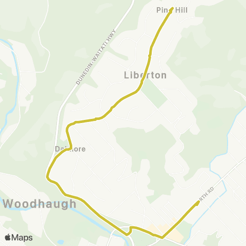 Orbus Dunedin Dunedin North Intermediate to Pine Hill map