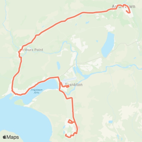 Orbus Queenstown Jacks Point to Arrowtown via Queenstown map
