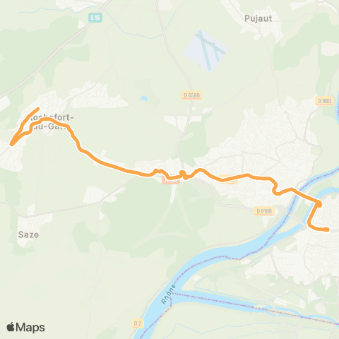 Orizo Rochefort Stade / les Angles - Avignon Poste map