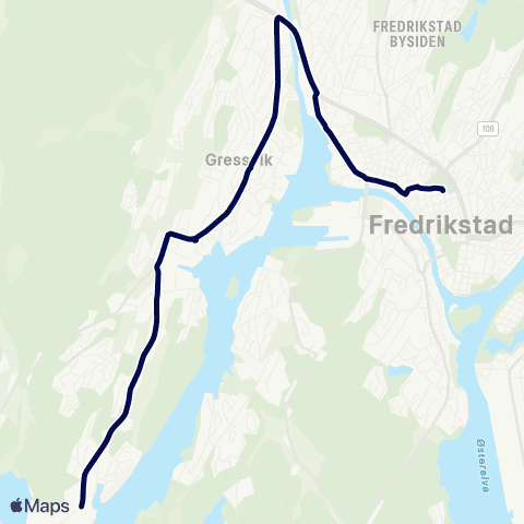 Østfold kollektivtrafikk Vikerkilen-Fredrikstad map