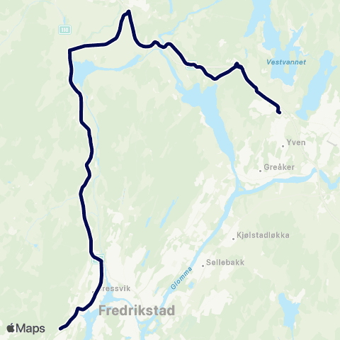 Østfold kollektivtrafikk Gressvik-Kalnes map