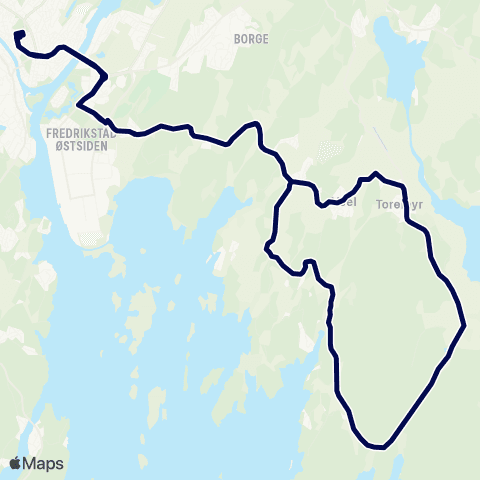 Østfold kollektivtrafikk Torsnes-Humlekjær-Fredrikstad map