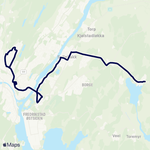 Østfold kollektivtrafikk Skjærviken-Fredrikstad map