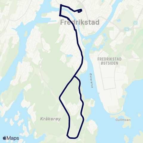 Østfold kollektivtrafikk Fredrikstad-Alshus map