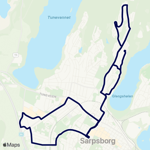 Østfold kollektivtrafikk Kurland - Brevik map
