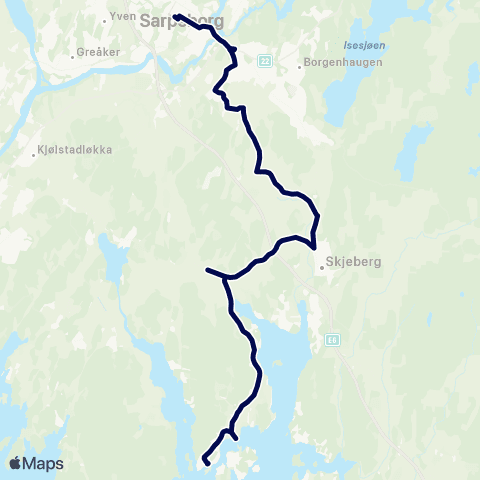 Østfold kollektivtrafikk Ullerøy map