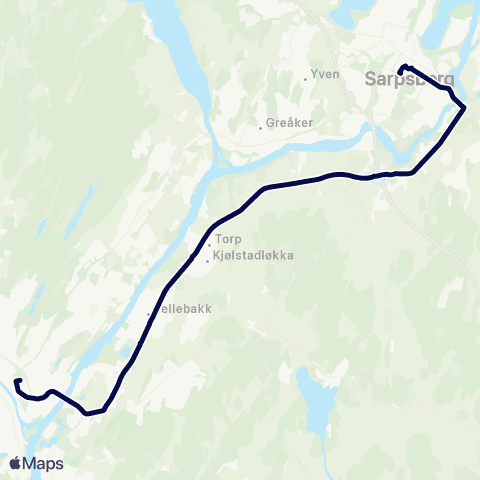 Østfold kollektivtrafikk Fredrikstad rv.22  Sarpsborg ny map