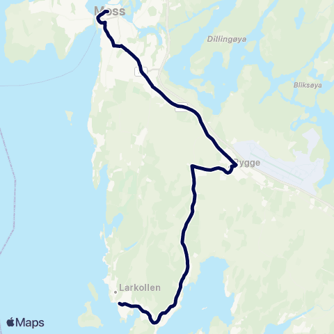 Østfold kollektivtrafikk Moss-Larkollen map