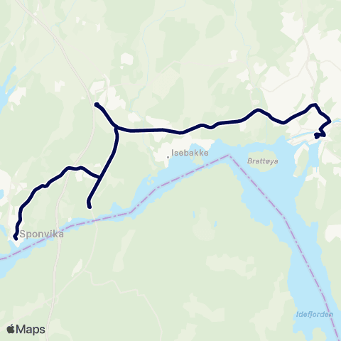 Østfold kollektivtrafikk Halden-Sponvika map