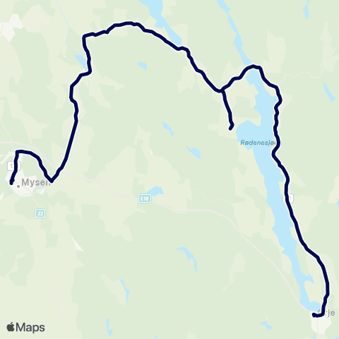 Østfold kollektivtrafikk Kroksund-Ydersbond-Mysen map