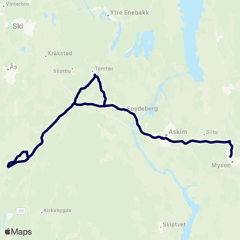 Østfold kollektivtrafikk Askim vgs. map