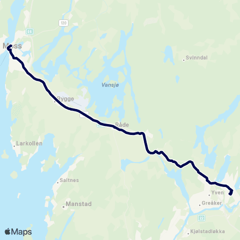 Østfold kollektivtrafikk Solli-Moss map