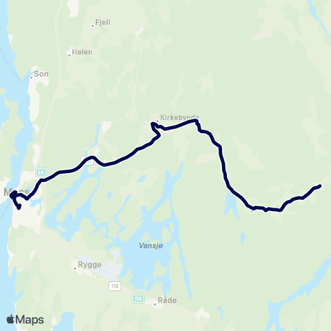 Østfold kollektivtrafikk Moss-Våler-Svinndal map