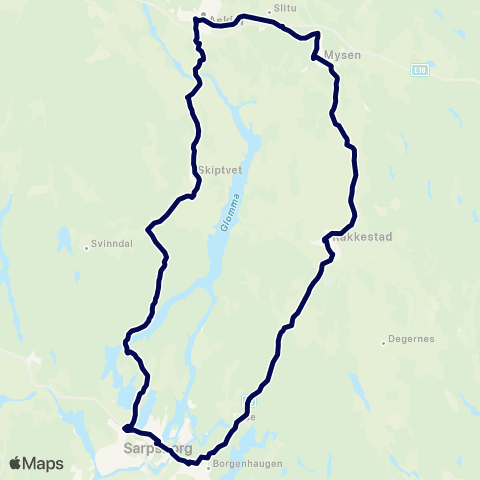 Østfold kollektivtrafikk Sarpsborg-Askim-Mysen map