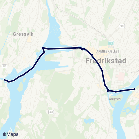 Østfold kollektivtrafikk Ålekilen-Sentrum map