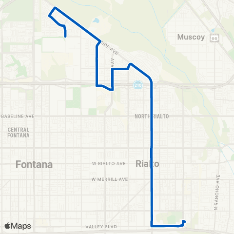 Omnitrans North Rialto - Riverside Ave - Armc map