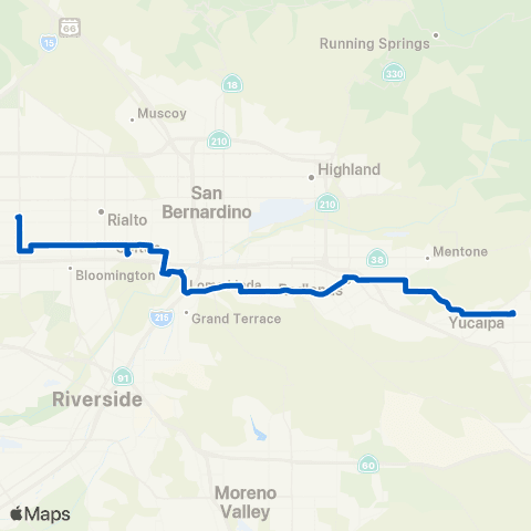 Omnitrans Fontana - Colton - Yucaipa map
