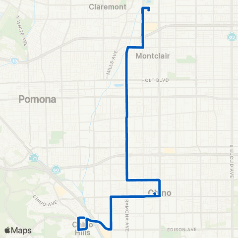 Omnitrans Chino Hills - Ramona - Montclair map
