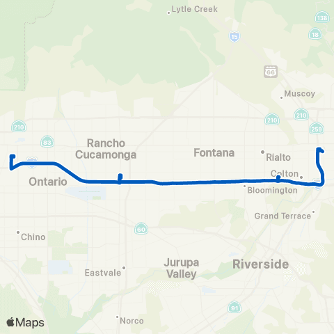 Omnitrans San Bernardino - Ontario Mills - Montclair map