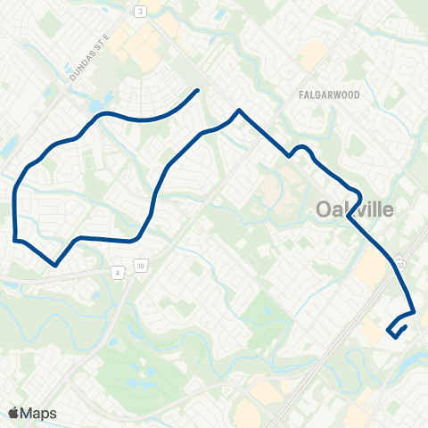 Oakville Transit River Oaks Express map