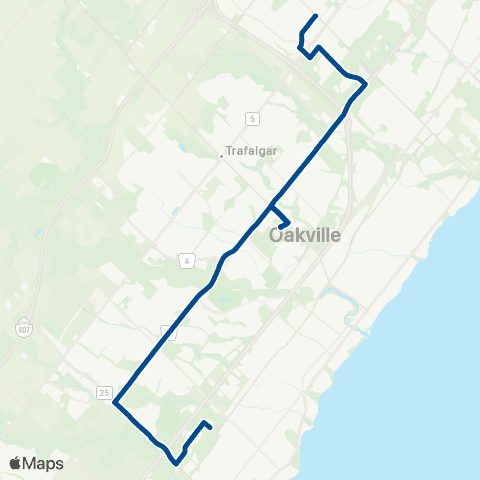 Oakville Transit Upper Middle map