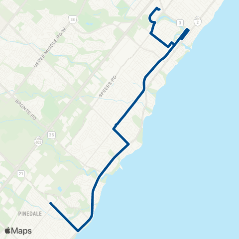 Oakville Transit Lakeshore West map
