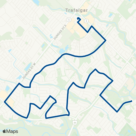 Oakville Transit White Oaks S.S. Special map