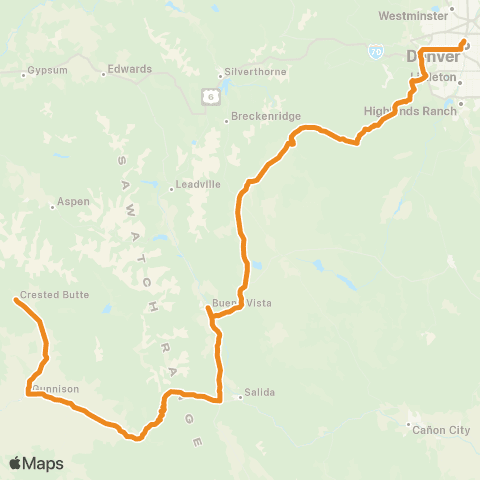 Outrider Crested Butte - Denver map