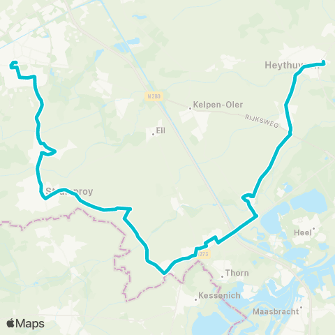 Arriva Weert via Ittervoort - Heythuysen map