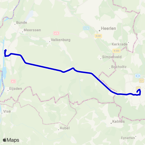 Arriva Maastricht via Gulpen - Aachen map