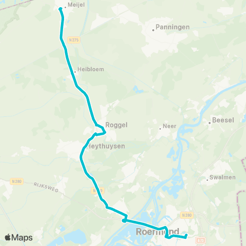Arriva Meijel - Roermond map