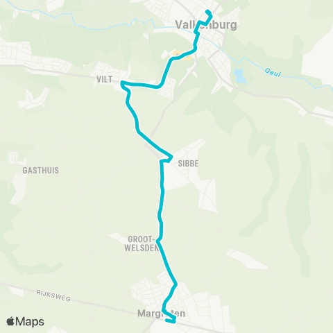 Arriva Valkenburg via Sibbe - Margraten map