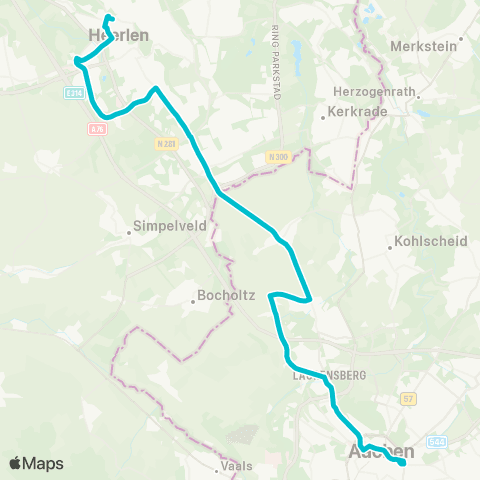 Arriva Heerlen via Parkstad Stadion - Aachen map
