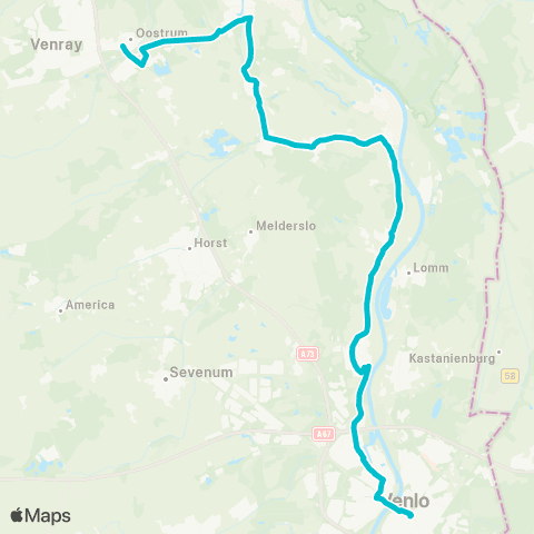 Arriva Venlo via Grubbenvorst - Venray Station map