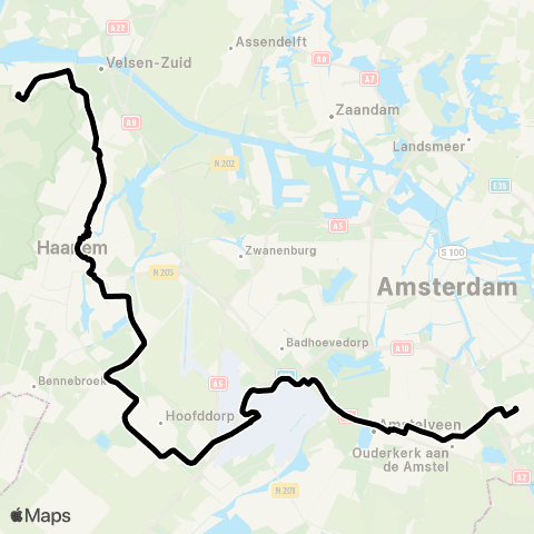Connexxion IJmuiden Dennekoplaan - Amsterdam Bijlmer ArenA map