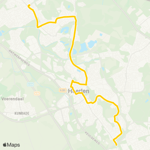 Arriva Hoensbroek via Heerlen - Parkstad Stadion map