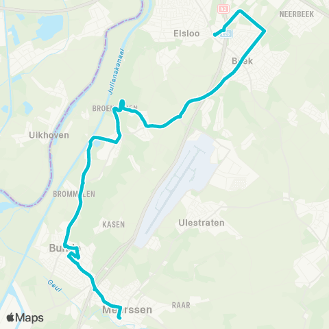 Arriva Beek-Elsloo via Geulle - Meerssen map