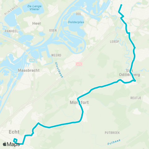 Arriva Roermond via Montfort - Echt map