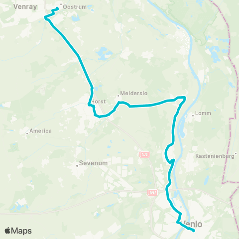 Arriva Venray via Horst / Lottum - Venlo map