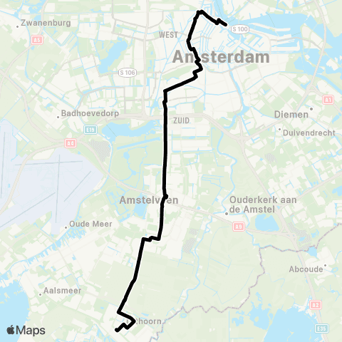 Connexxion Uithoorn Busstation - Amsterdam CS map