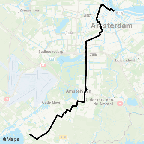 Connexxion Aalsmeer Busstation - Amsterdam CS map