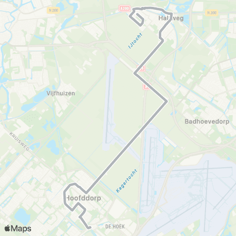 Connexxion Zwanenburg Kinheim - Hoofddorp Station map