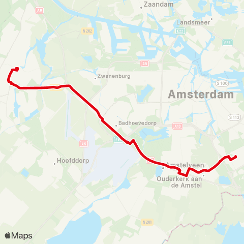 R-net Haarlem Station - Amsterdam Bijlmer ArenA map
