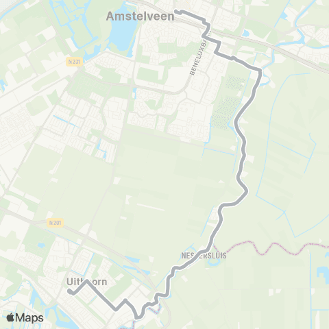 Connexxion Amstelveen Busstation - Uithoorn Busstation map