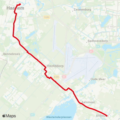 R-net Haarlem Station - Uithoorn Busstation map